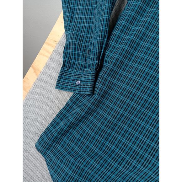 Cinch Western Shirt Mens XXL Turquoise & Navy Plaid Button Down Cowboy Logo - Picture 4 of 10